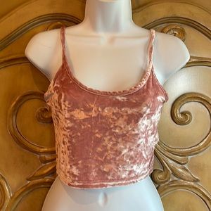 Top shop pink velour cropped tank